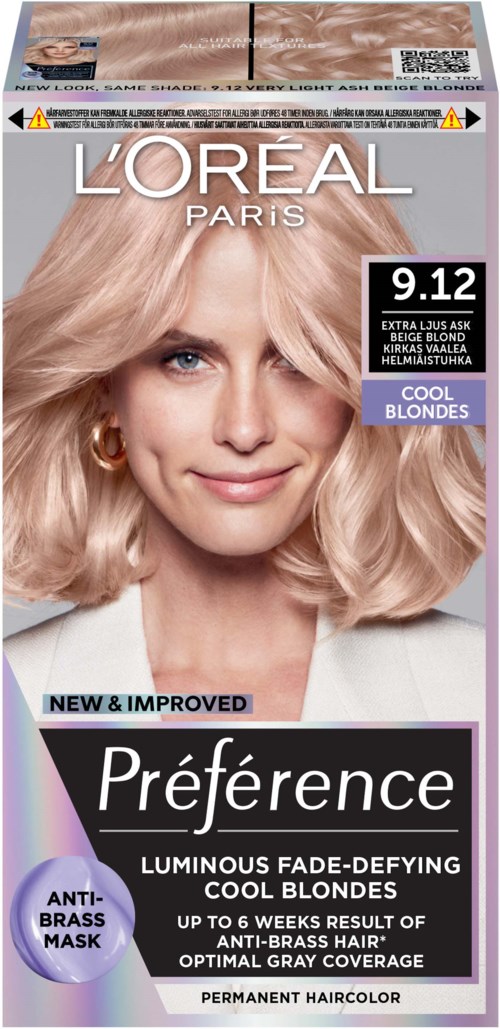 L‘Oréal Paris Préférence Permanent Haircolor Cool Blondes 9,12 Siberia