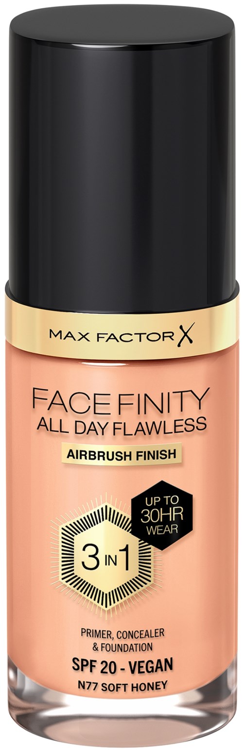 Max Factor Facefinity All Day Flawless 3in1 Liquid Foundation N77 Soft Honey